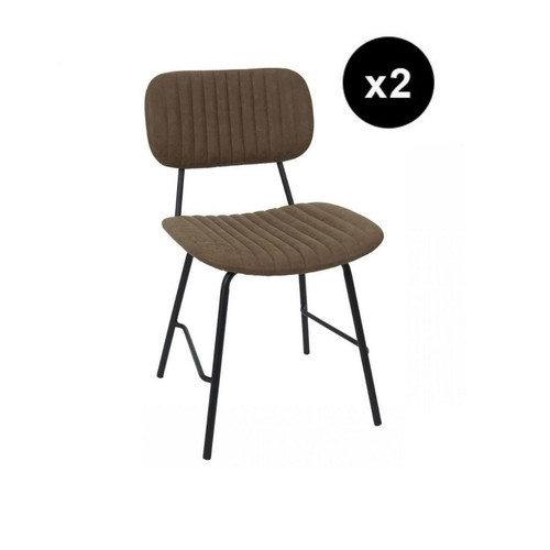 3S. x Home - Lot de 2 Chaises TAYLOR Marron - Chaise Et Tabouret Et Banc Design