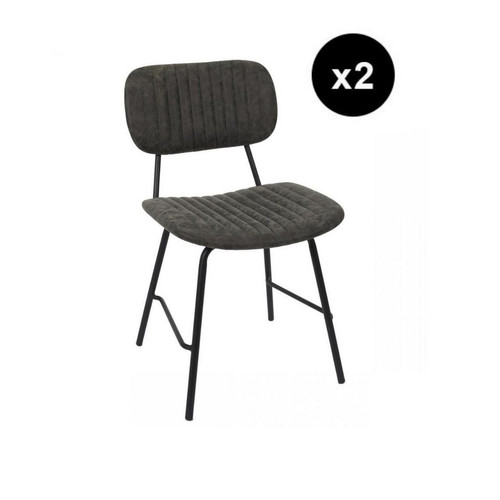 3S. x Home - Lot de 2 Chaises TAYLOR Gris - Chaise Et Tabouret Et Banc Design