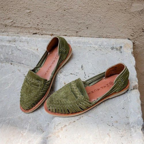 Mapache - Sandale tresse olive ALEGRE suède  - Les chaussures femme