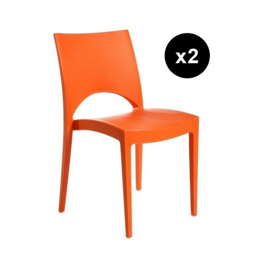 3S. x Home - Lot De 2 Chaises Design Orange Venise - Chaise Et Tabouret Et Banc Design