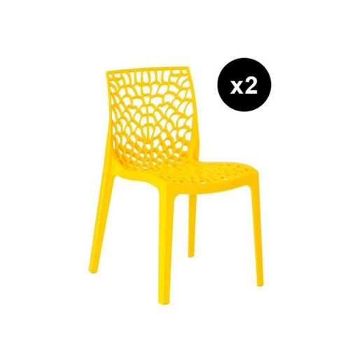 3S. x Home - Lot De 2 Chaises Design Jaune GRUYER - Chaise Et Tabouret Et Banc Design