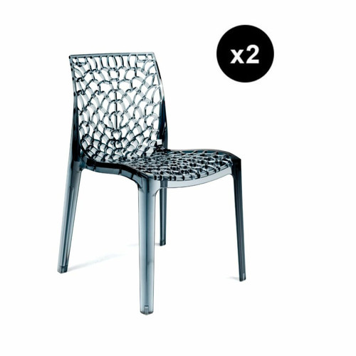 3S. x Home - Lot De 2 Chaises Fumee Transparent GRUYER - Chaise Et Tabouret Et Banc Design