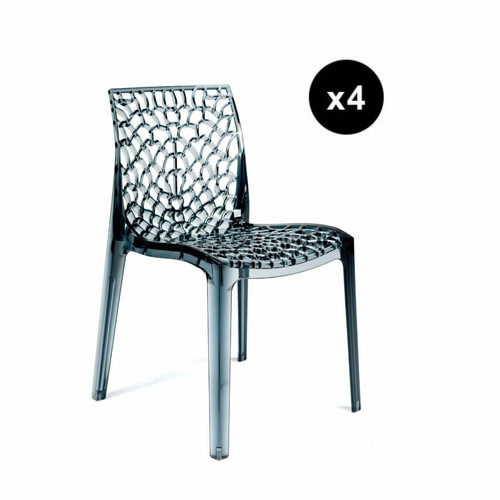 3S. x Home - Lot De 4 Chaises Fumee Transparent GRUYER - Chaise Design