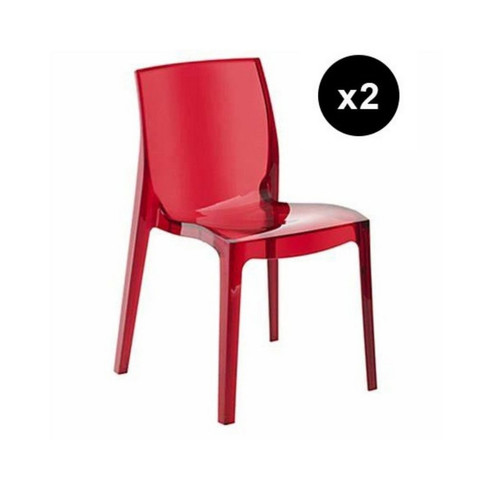 3S. x Home - Lot De 2 Chaises Design Rouge Transparent Lady - Chaise Design