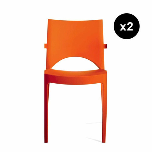 3S. x Home - Lot De 2 Chaises Design Orange PALERMO - Meuble Et Déco Design