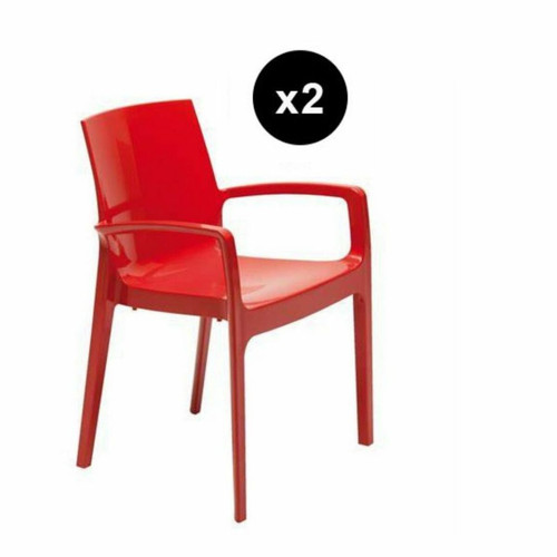 3S. x Home - Lot De 2 Chaises Design Rouge GENES - Chaise Et Tabouret Et Banc Design
