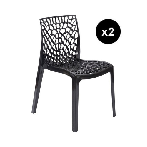 3S. x Home - Lot De 2 Chaises Design Anthracite GRUYER - Chaise Et Tabouret Et Banc Design