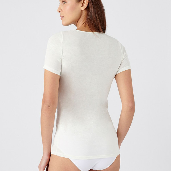 T-shirt manches courtes  - Blanc en coton Damart