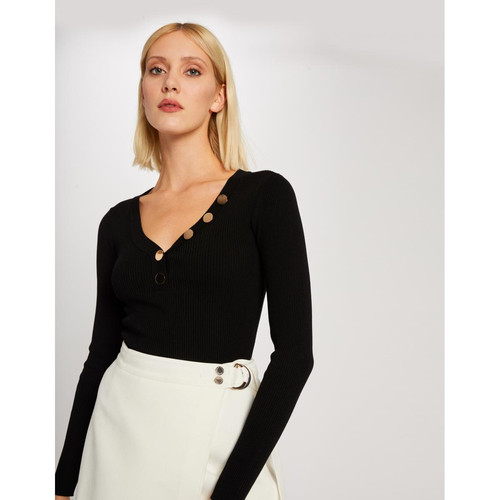 Morgan - Pull manches longues boutons maille fine - Pull femme