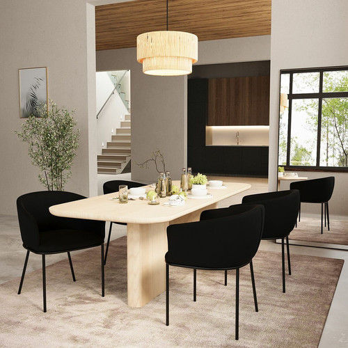 Origin - Lot de 2 fauteuils de salle à manger en velours noir Andréa - Promos Chaises Et Tabourets Et Bancs Design