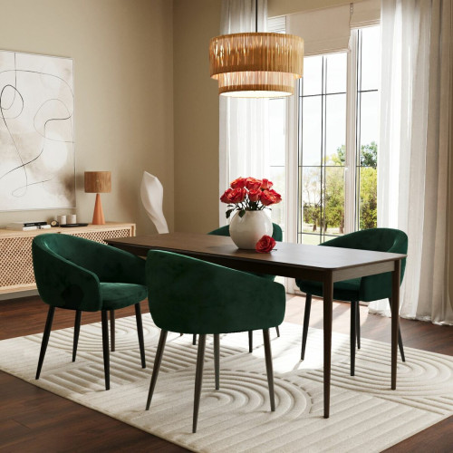 POTIRON PARIS - Paire de fauteuils de table design velours vert Eugénie - Promo