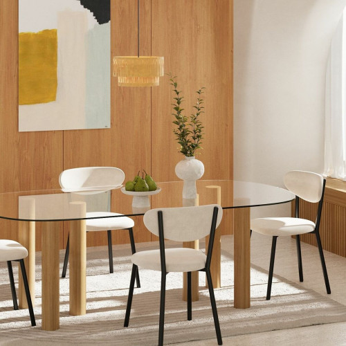 POTIRON PARIS - Lot de 2 chaises beige pied métal noir Lola - Promo La Salle A Manger Design