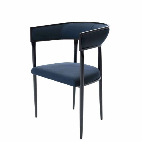 POTIRON PARIS - Chaise de salle à manger design bleu marine  - Chaise Design