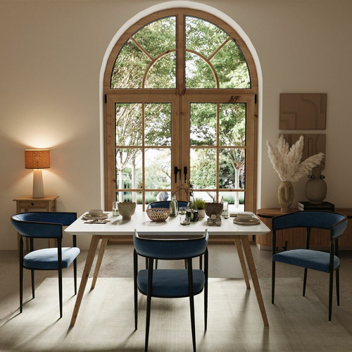 Chaise de salle à manger design en velours Aurore bleu marine  Bleu POTIRON PARIS Meuble & Déco