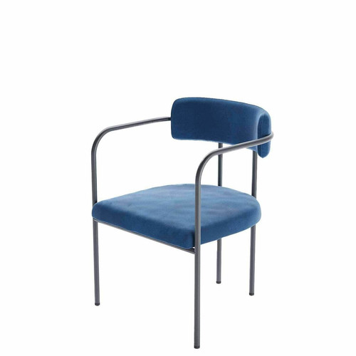 POTIRON PARIS - Chaise de salle à manger tapissée bleu - Chaise Design