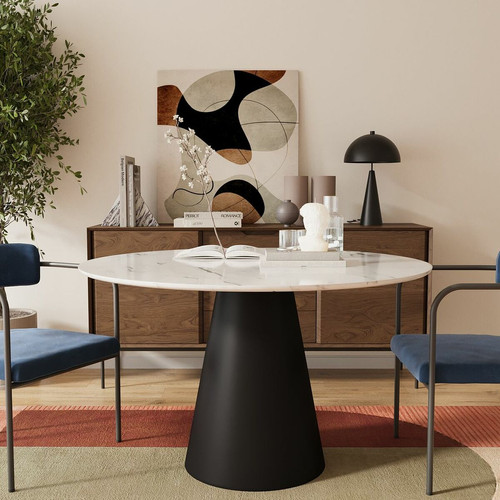 POTIRON PARIS - Chaise de salle à manger tapissée bleu - La Salle A Manger Design