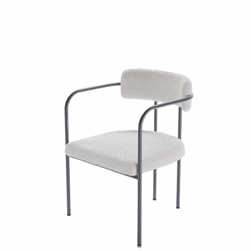 POTIRON PARIS - Chaise de salle à manger tapissée gris-crème  - Chaise Design