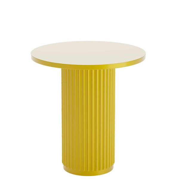 Table d'appoint ronde cannelée en bois Pivoine jaune POTIRON PARIS