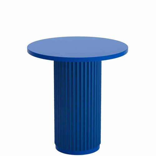 Table d'appoint ronde cannelée en bois Pivoine bleue POTIRON PARIS