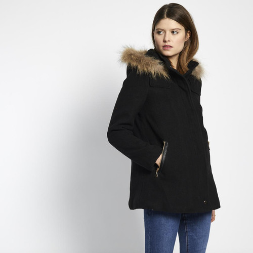 3S. x Le Vestiaire - Manteau à capuche noir - 3S. x Le Vestiaire mode femme