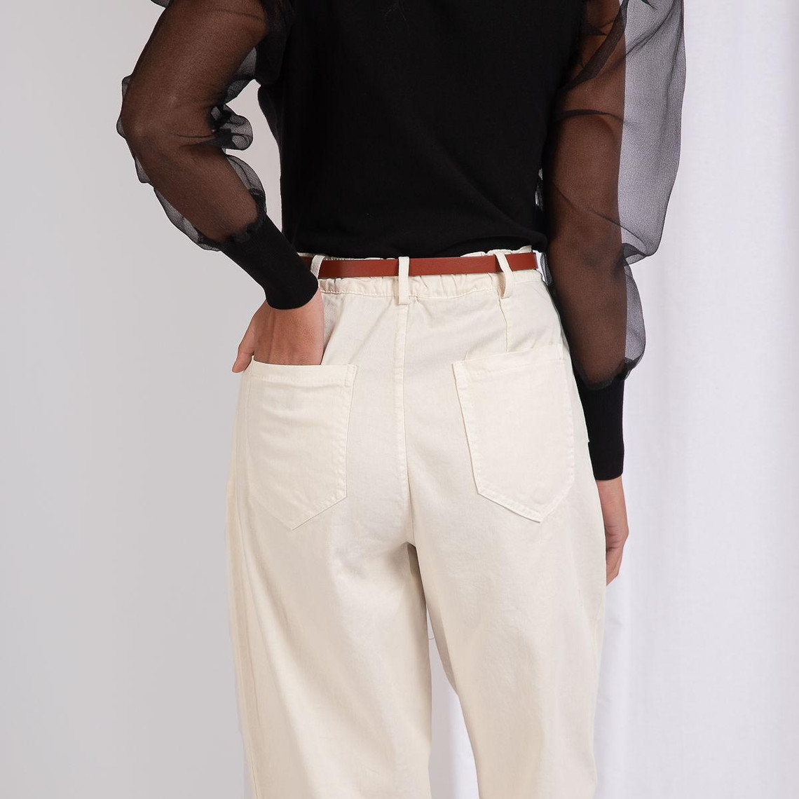 Pantalon chino élastique pour femme référence 3008 avec ceinture JOPHY & CO 