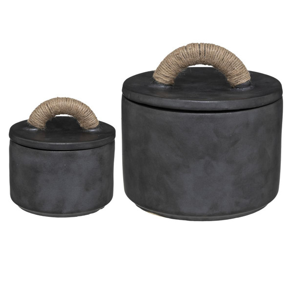 2 boîtes céramique "Ori" noir 3S. x Home Meuble & Déco