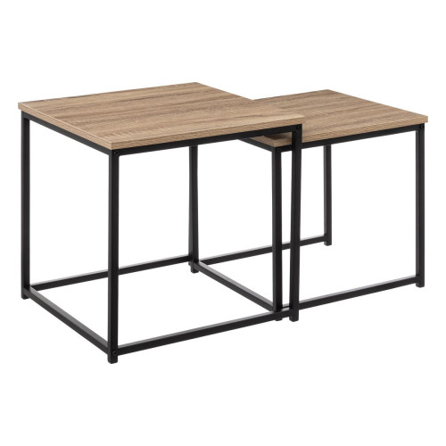 3S. x Home - 2 tables gigognes "Aliaj" effet chêne naturel - Table Basse Design