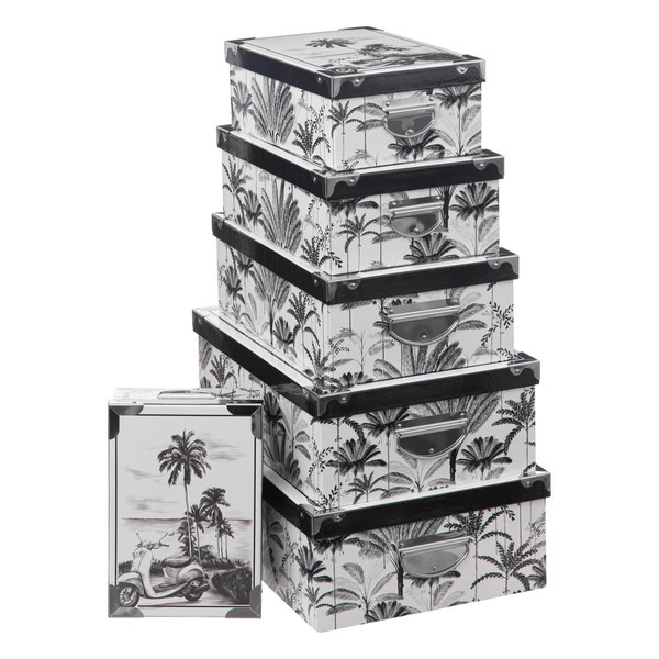 6 boîtes coins metal noir et blanc  Blanc 3S. x Home Meuble & Déco