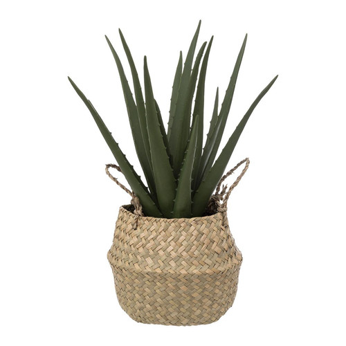 3S. x Home - Aloe avec pot naturel H37cm beige - Plante artificielle