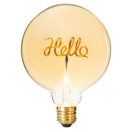 3S. x Home - Ampoule LED mot "Hello" ambrée E27 - Ampoules