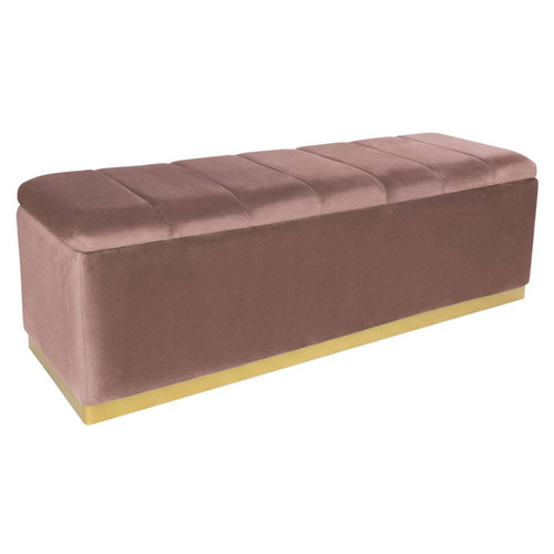 Banc coffre Alexandrie Velours Rose Pied Or Rose 3S. x Home Meuble & Déco