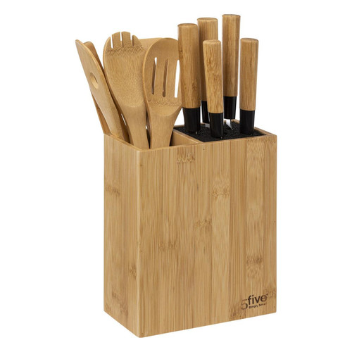 3S. x Home - Bloc 5 couteaux & 5 ustensiles manche bambou - Arts De La Table Design