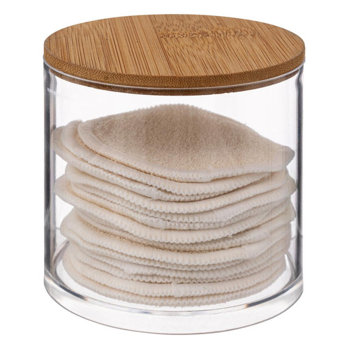 3S. x Home - Boîte à cotons lavables "Selena bambou" Transparent - Salle De Bain Design