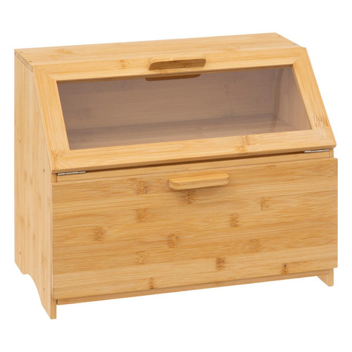 3S. x Home - Boîte à pain "Bambou" vitrine et planche à découper Beige - Panier Et Boîte Design