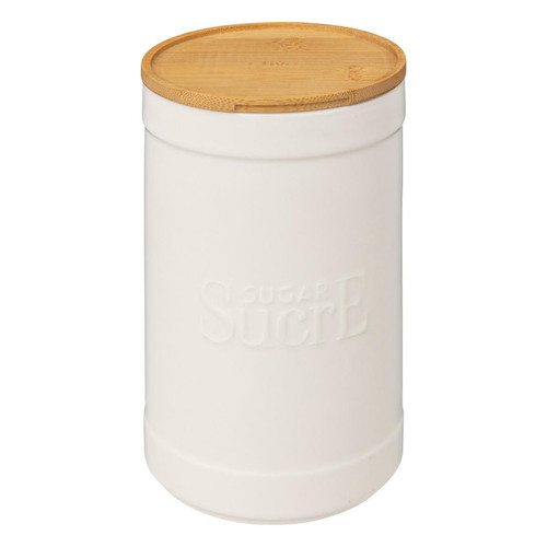 3S. x Home - Boîte à sucre "Naturéo" en céramique blanc - Couvert et ustensile