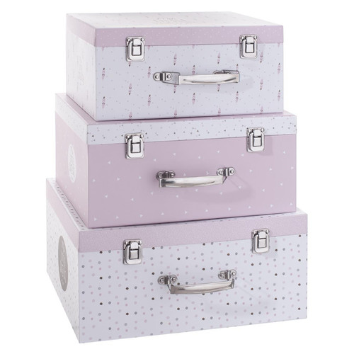 3S. x Home - Boîte carton rose « Malle » x3 30/33/36 - Dressing Et Rangement Design