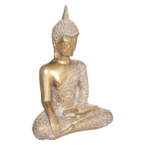 3S. x Home - Bouddha Assis Doré H32 cm - Statue Et Figurine Design