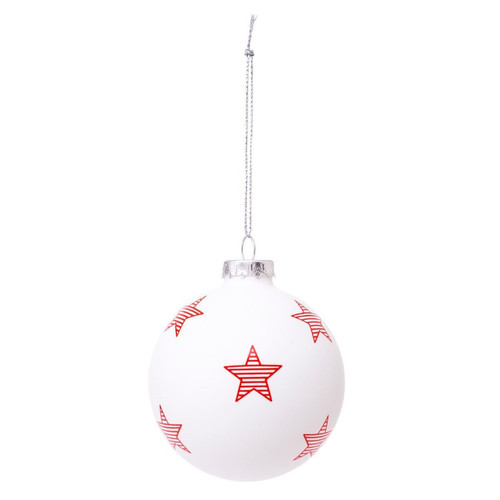 3S. x Home - Boule de Noël Verre Imprimé Étoile Rouge - Objets Déco Design