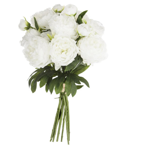 3S. x Home - Bouquet de 13 pivoines blanches H50 - Plante artificielle