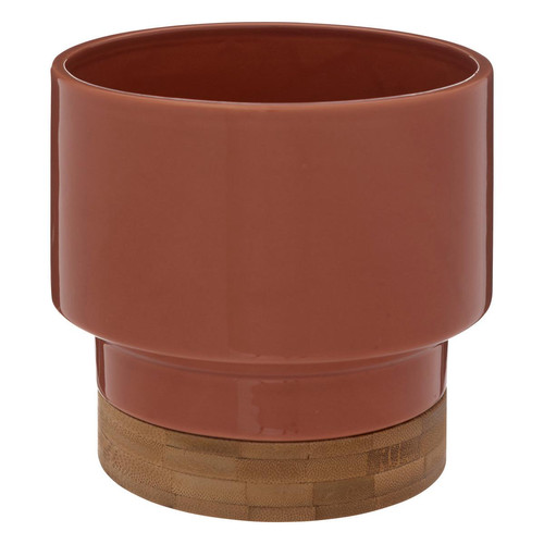 3S. x Home - Cache-pot orange en céramique et bambou  "Le collectionneur"  - Pots de fleurs, jardinières