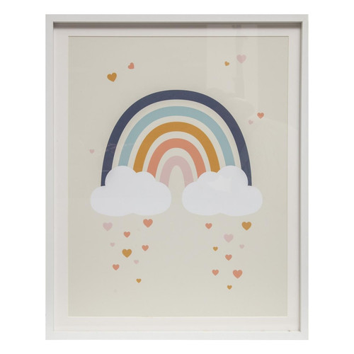 3S. x Home - Cadre enfant "Arc-en-ciel", bois et verre, blanc, 40x50 cm - Chambre Enfant Design