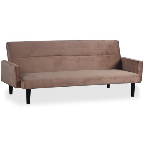 3S. x Home - Canapé Convertible Clic-Clac BERTO 3 Places Velours Taupe - Canapes scandinaves