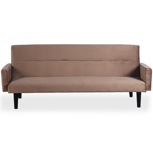 Canapé Convertible Clic-Clac BERTO 3 Places Velours Taupe 3S. x Home