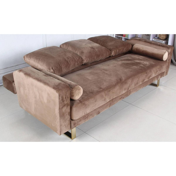 Canapé convertible clic-clac Djobi Velours Taupe Pied Or 3S. x Home