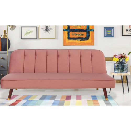 Canapé convertible clic-clac Olympia Velours Rose 3S. x Home