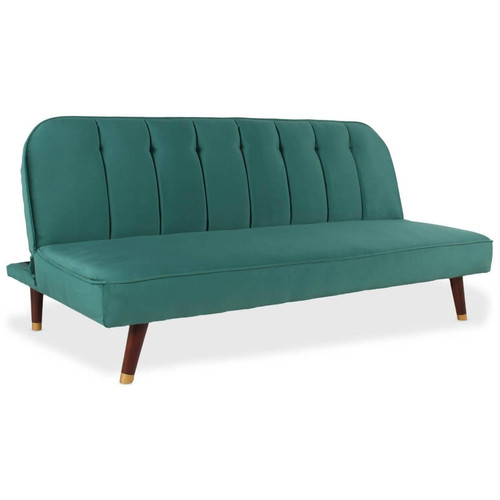 3S. x Home - Canapé convertible clic-clac Olympia Velours Vert - Canapes 3 Places Design