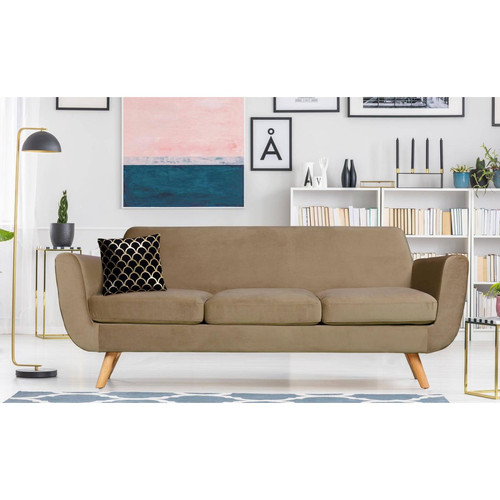 Canapé scandinave 3 places Velours Taupe 3S. x Home
