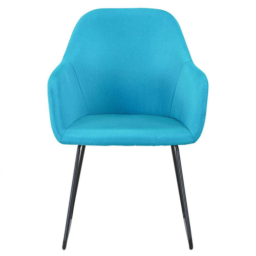 3S. x Home - Chaise / Fauteuil Epok Métal Noir et Tissu Bleu - Chaise Design