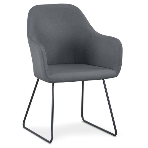 3S. x Home - Chaise / Fauteuil Epok Métal Noir et Tissu Gris - Chaise Et Tabouret Et Banc Design