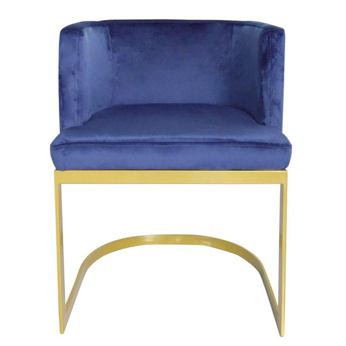 Chaise / Fauteuil Noellie Velours Bleu pieds Or Chaise